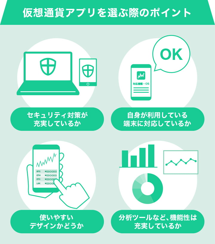 仮想通貨アプリを選ぶ際のポイント