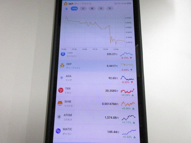 ディープコインのチャート確認画面