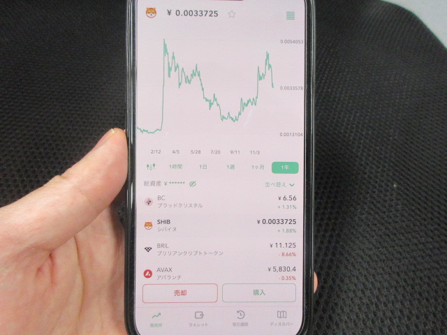 Coincheckの柴犬コインの取引画面