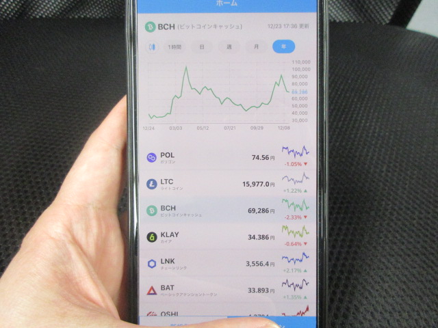 bitbankのビットコインキャッシュの取引画面