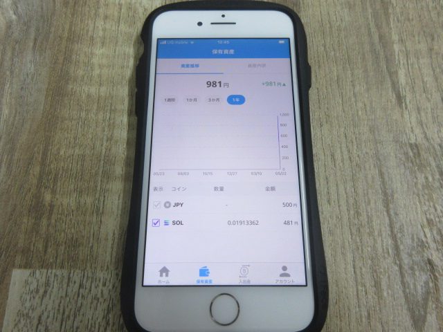 SOL（ソラナ）の保有資産画面