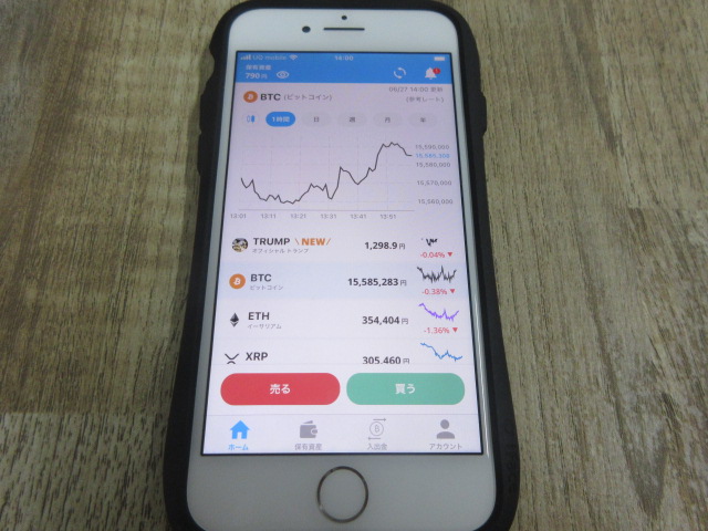 BITPOINTでの価格変動画面